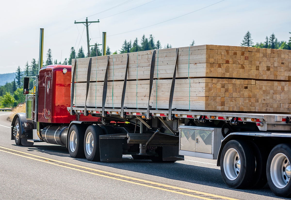 Flatbed trailer on highway